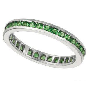 0.75 Carat Natural Tsavorite Eternity Ring Band 14